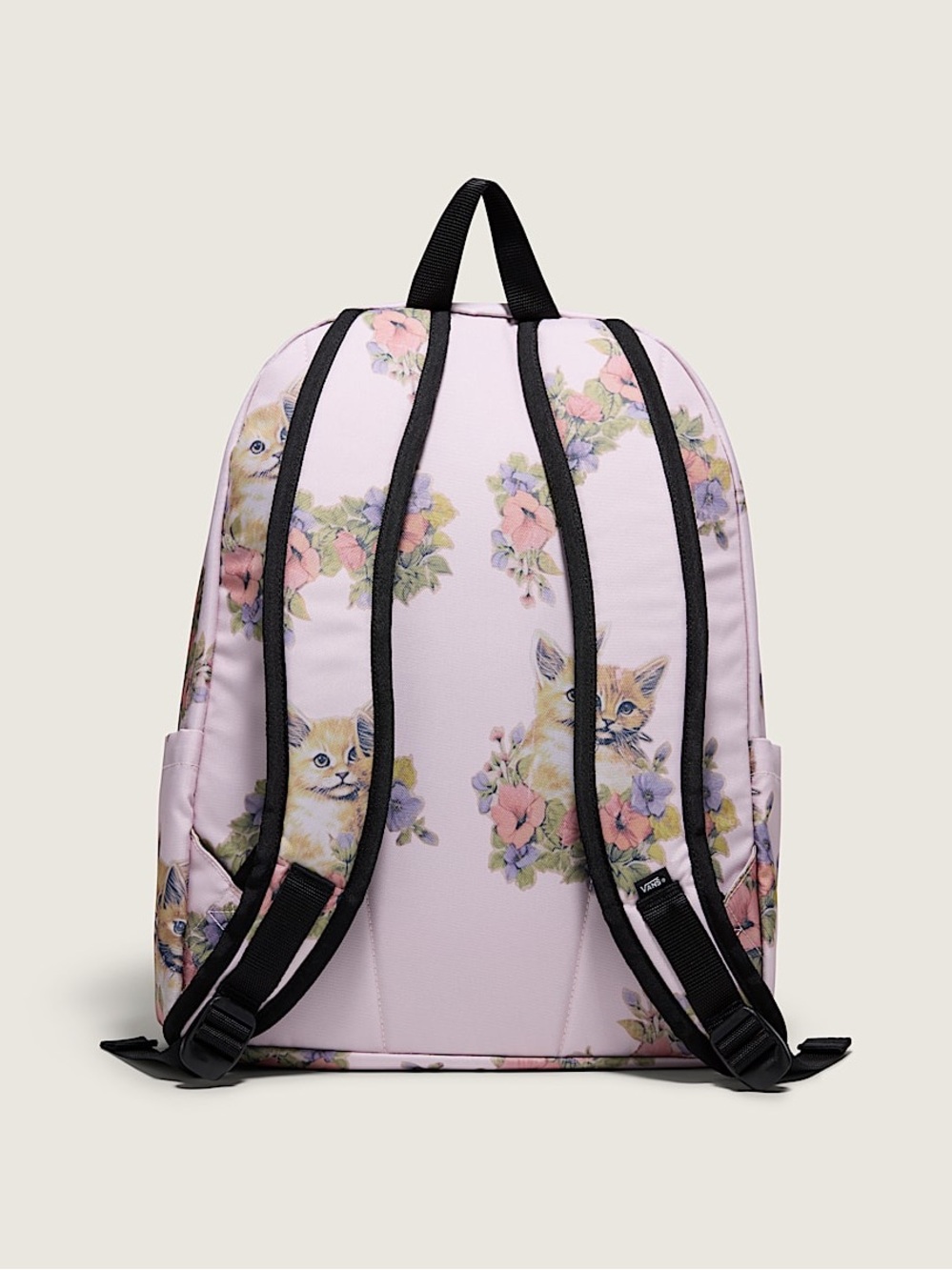 Vans Old Skool Drop V Backpack Light Pink Floral Kitten Print - Picture 7 of 10
